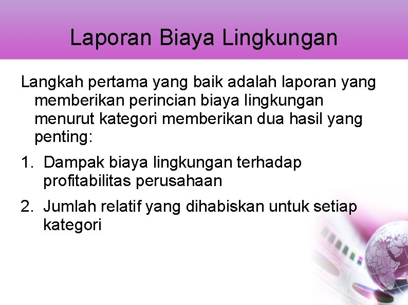 Environmental Accounting Tujuan Pembelajaran 1 Environmental Accounting Back