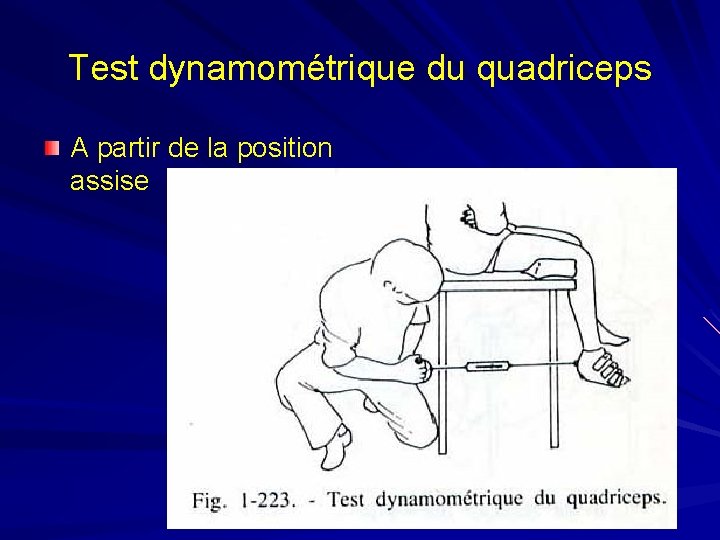 Test dynamométrique du quadriceps A partir de la position assise 