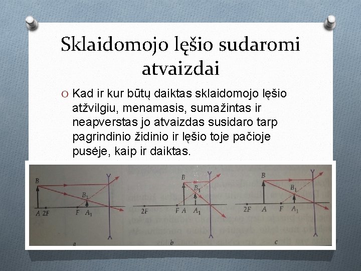 Sklaidomojo lęšio sudaromi atvaizdai O Kad ir kur būtų daiktas sklaidomojo lęšio atžvilgiu, menamasis, Sklaidomojo lęšio sudaromi atvaizdai O Kad ir kur būtų daiktas sklaidomojo lęšio atžvilgiu, menamasis,