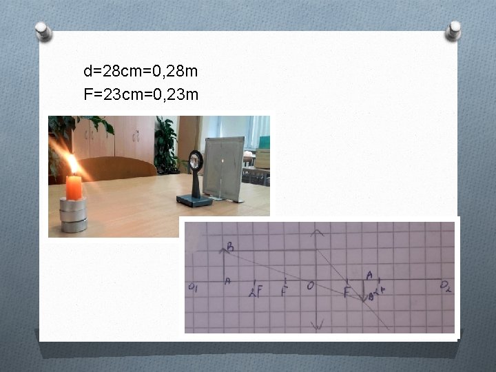 d=28 cm=0, 28 m F=23 cm=0, 23 m d=28 cm=0, 28 m F=23 cm=0, 23 m