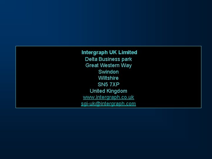 Intergraph UK Limited Delta Business park Great Western Way Swindon Wiltshire SN 5 7