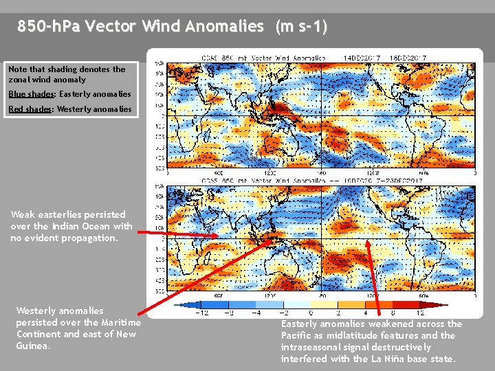 850 -h. Pa Vector Wind Anomalies (m s-1) Note that shading denotes the zonal