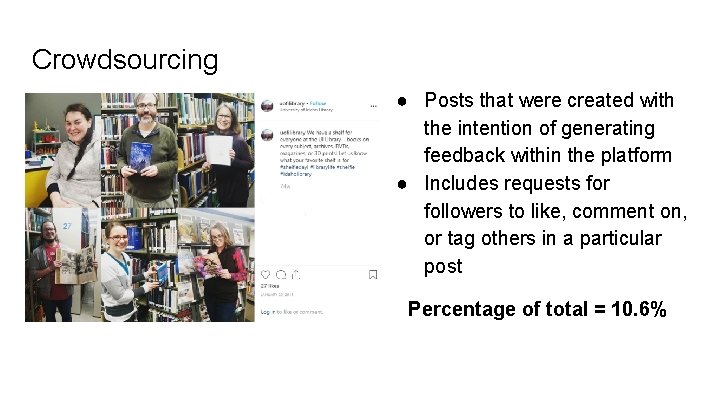 Crowdsourcing ● Posts that were created with the intention of generating feedback within the