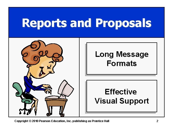 Reports and Proposals Long Message Formats Effective Visual Support Copyright © 2010 Pearson Education,