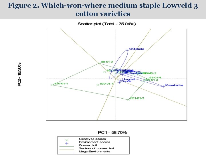 Figure 2. Which-won-where medium staple Lowveld 3 cotton varieties 