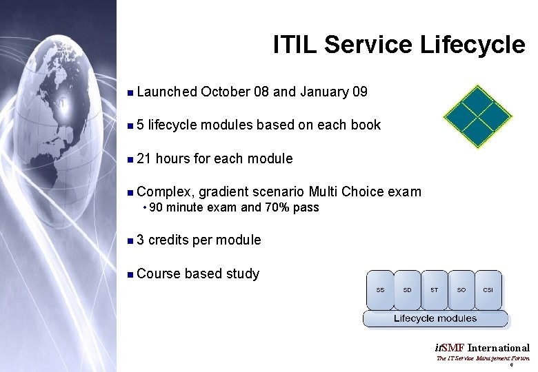 ITIL Service Lifecycle n Launched n 5 October 08 and January 09 lifecycle modules