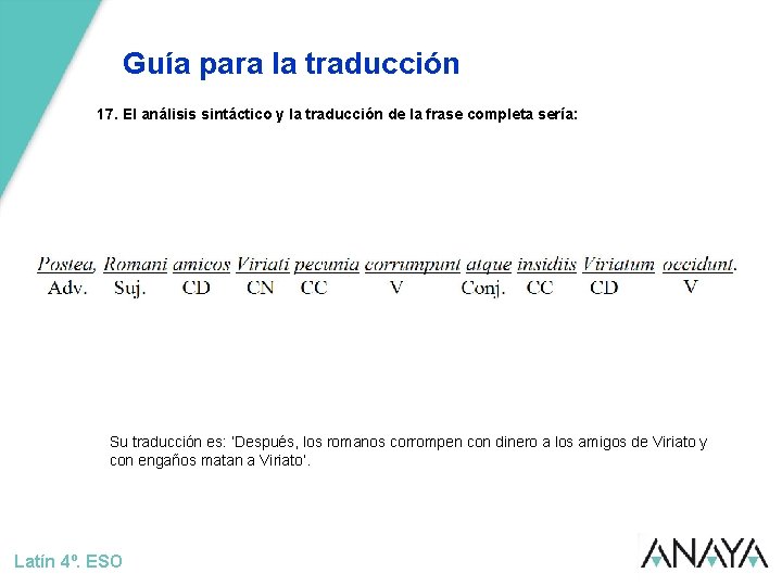 Guía para la traducción 17. El análisis sintáctico y la traducción de la frase