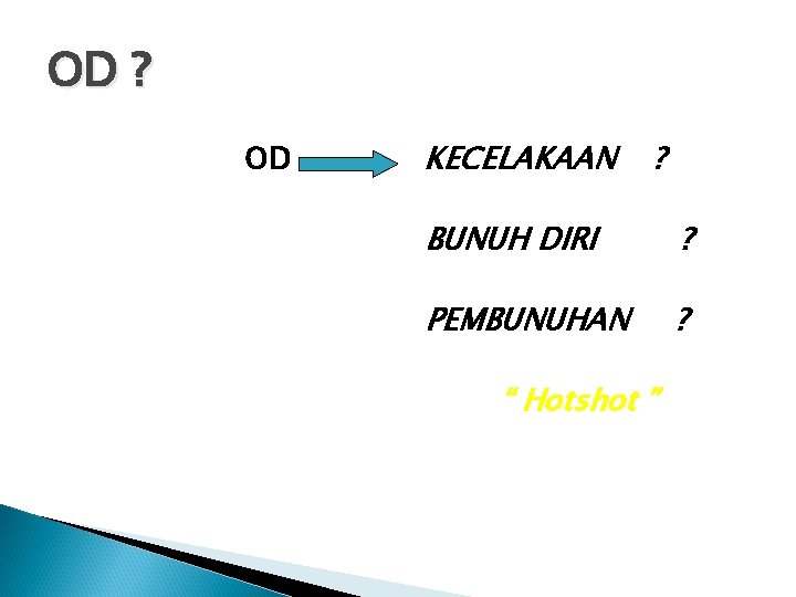 OD ? OD KECELAKAAN ? BUNUH DIRI ? PEMBUNUHAN ? “ Hotshot ” 