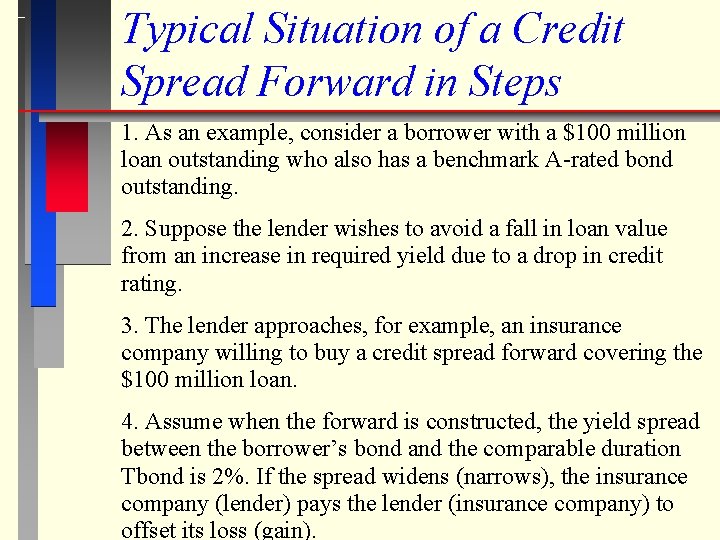 Typical Situation of a Credit Spread Forward in Steps 1. As an example, consider
