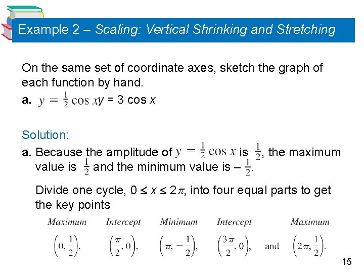 Example 2 – Scaling: Vertical Shrinking and Stretching On the same set of coordinate