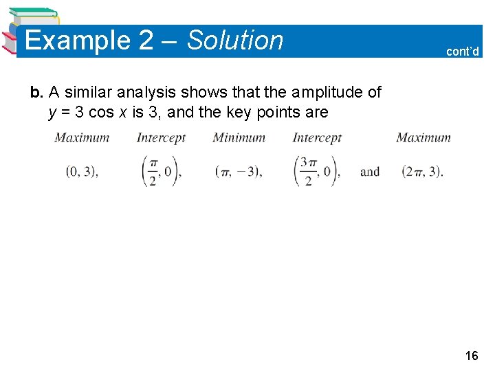 Example 2 – Solution cont’d b. A similar analysis shows that the amplitude of