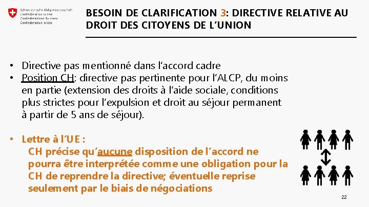 BESOIN DE CLARIFICATION 3: DIRECTIVE RELATIVE AU DROIT DES CITOYENS DE L’UNION • Directive