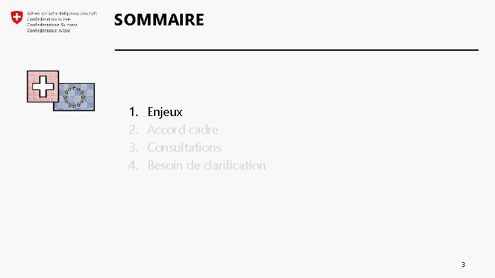 SOMMAIRE 1. 2. 3. 4. Enjeux Accord cadre Consultations Besoin de clarification 3 