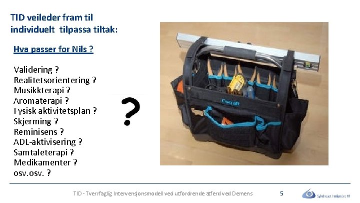 TID veileder fram til individuelt tilpassa tiltak: Hva passer for Nils ? Validering ?