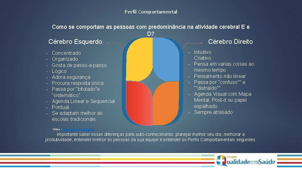 Perfil Comportamental Como se comportam as pessoas com predominância na atividade cerebral E e