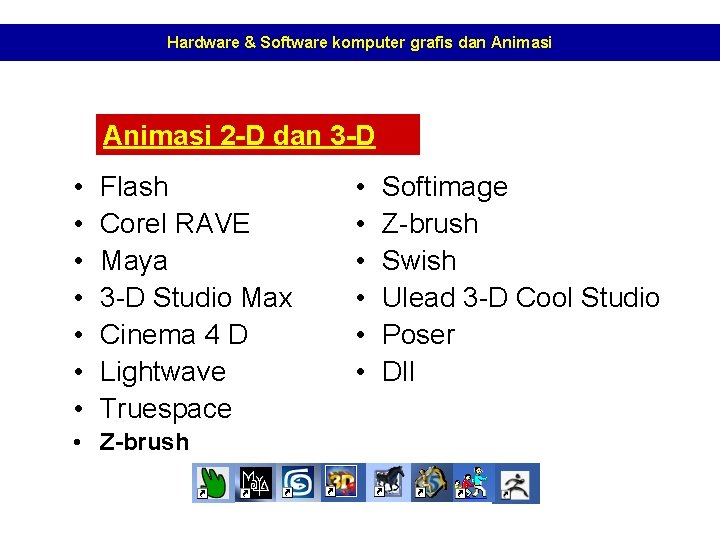 Hardware & Software komputer grafis dan Animasi 2 -D dan 3 -D • •