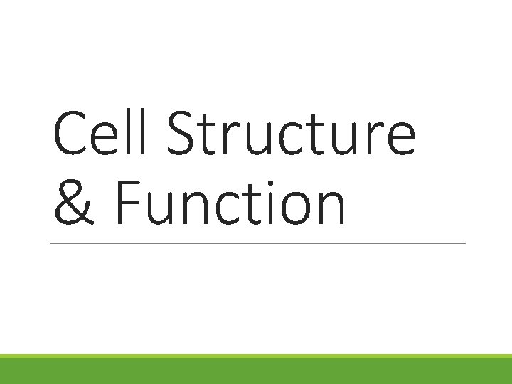 Cell Structure & Function 