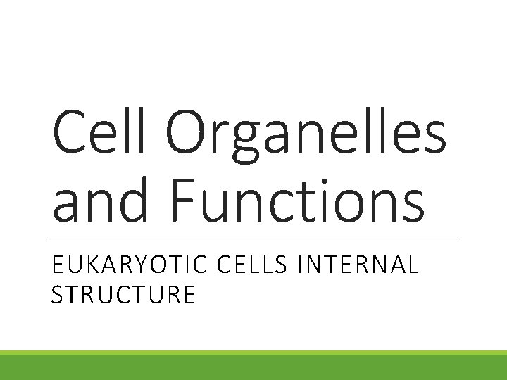 Cell Organelles and Functions EUKARYOTIC CELLS INTERNAL STRUCTURE 