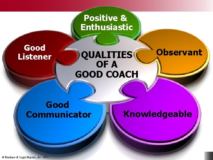Positive & Enthusiastic Good Listener QUALITIES OF A GOOD COACH Good Communicator © Business