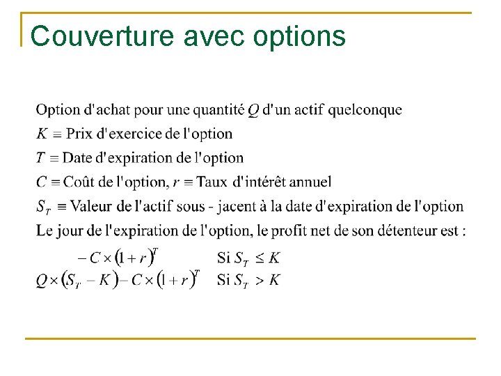 Couverture avec options 