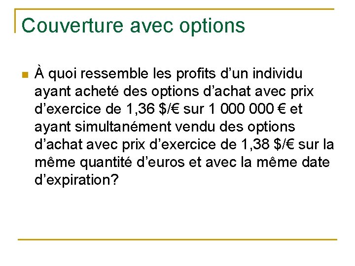 Couverture avec options n À quoi ressemble les profits d’un individu ayant acheté des