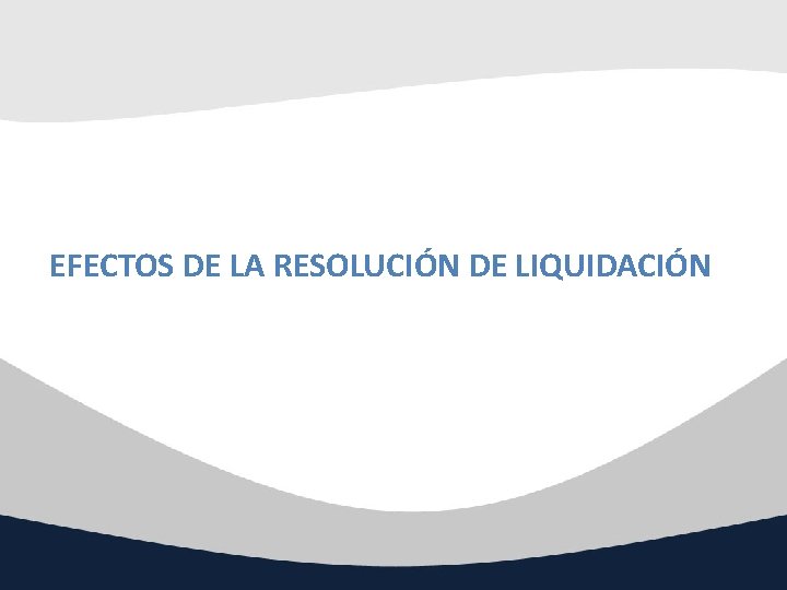 EFECTOS DE LA RESOLUCIÓN DE LIQUIDACIÓN 