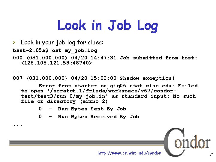 Look in Job Log › Look in your job log for clues: bash-2. 05