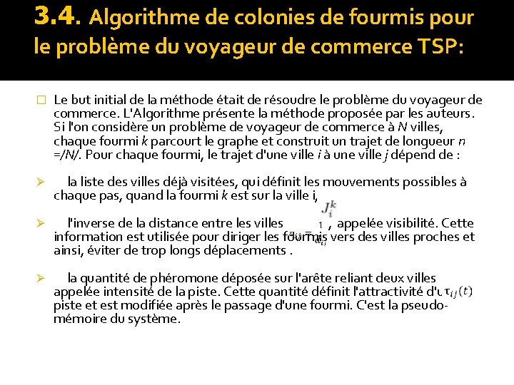 3. 4. Algorithme de colonies de fourmis pour le problème du voyageur de commerce