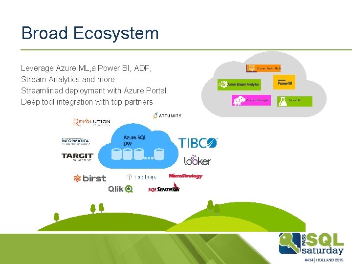 Broad Ecosystem Leverage Azure ML, a Power BI, ADF, Stream Analytics and more Streamlined