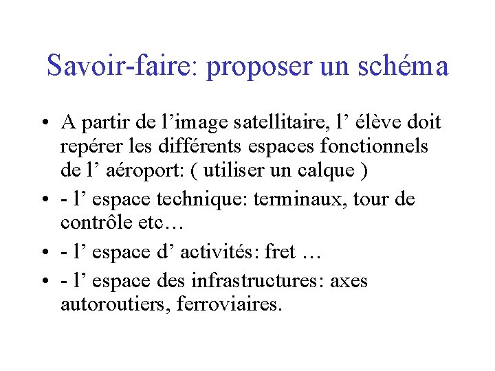 Savoir-faire: proposer un schéma • A partir de l’image satellitaire, l’ élève doit repérer