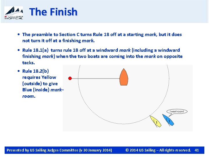 The Finish • The preamble to Section C turns Rule 18 off at a