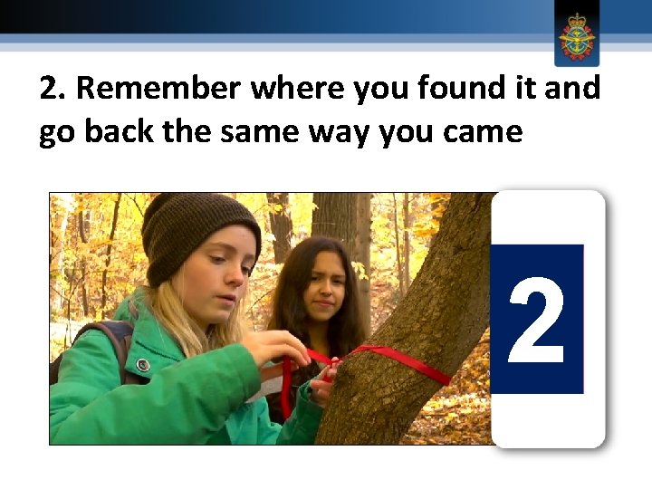 2. Remember where you found it and go back the same way you came