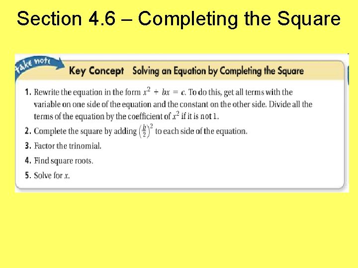 Section 4. 6 – Completing the Square 