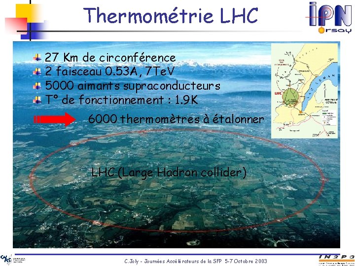 Thermométrie LHC 27 Km de circonférence 2 faisceau 0. 53 A, 7 Te. V