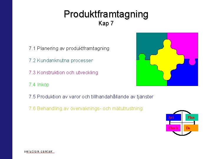 Produktframtagning Kap 7 7. 1 Planering av produktframtagning 7. 2 Kundanknutna processer 7. 3