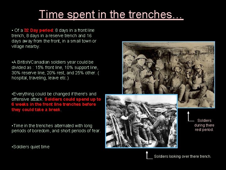 Time spent in the trenches… • Of a 32 Day period: 8 days in