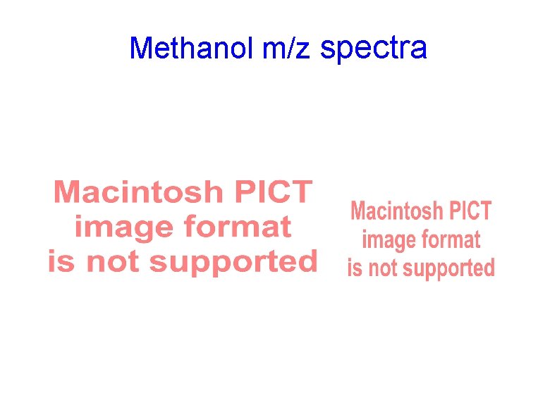 Methanol m/z spectra 