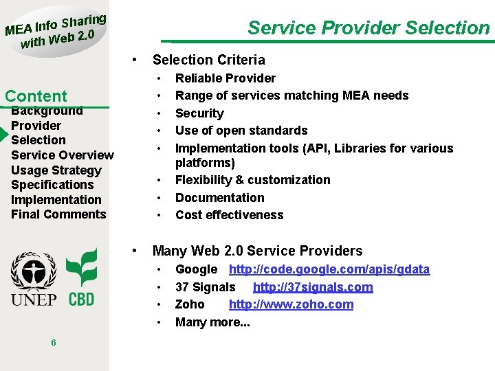 haring S o f n I MEA b 2. 0 with We Service Provider