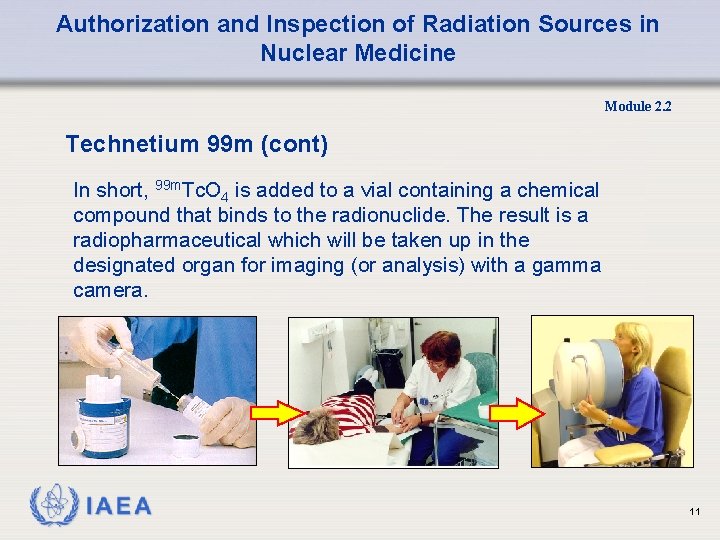 Authorization and Inspection of Radiation Sources in Nuclear Medicine Module 2. 2 Technetium 99