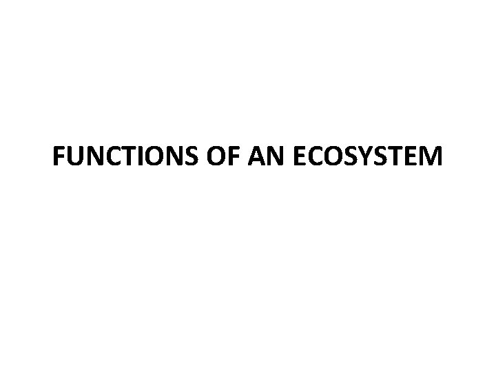 FUNCTIONS OF AN ECOSYSTEM 