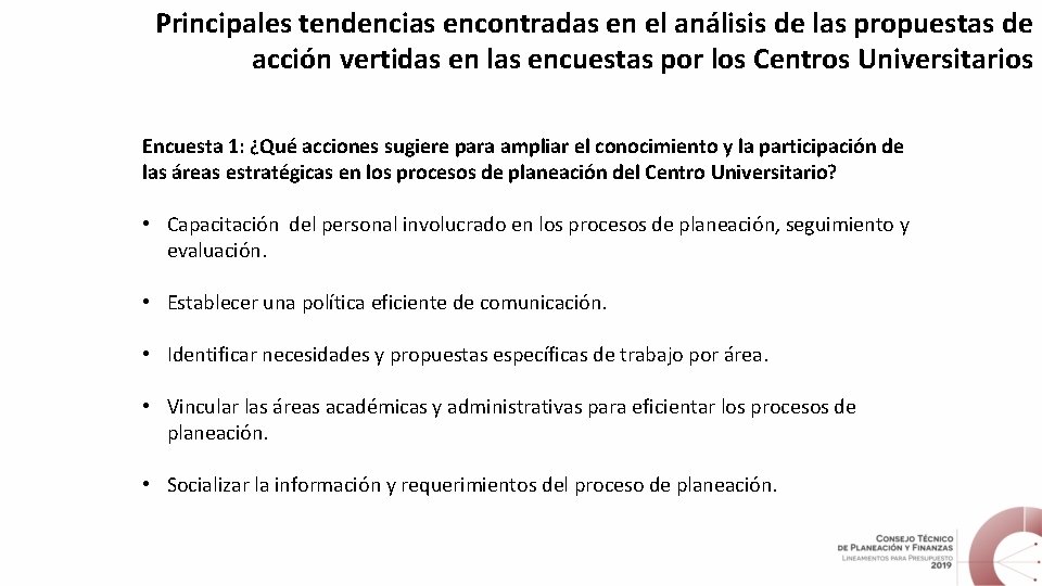 Principales tendencias encontradas en el análisis de las propuestas de acción vertidas en las