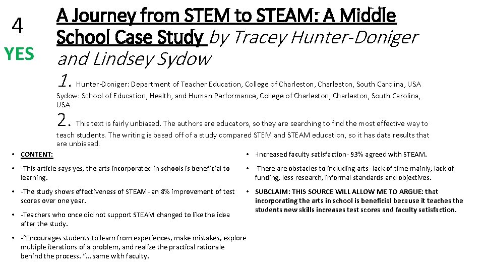 4 YES A Journey from STEM to STEAM: A Middle School Case Study by