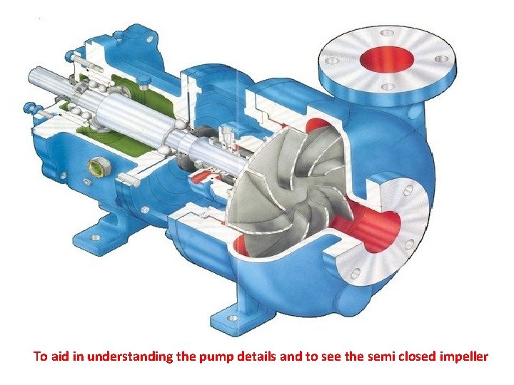 To aid in understanding the pump details and to see the semi closed impeller