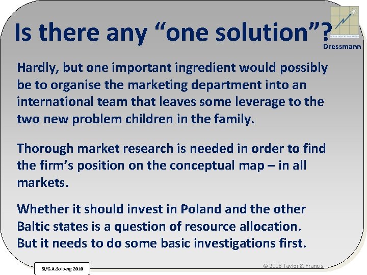 Is there any “one solution”? Dressmann Hardly, but one important ingredient would possibly be