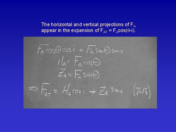 The horizontal and vertical projections of FA appear in the expansion of FAT =