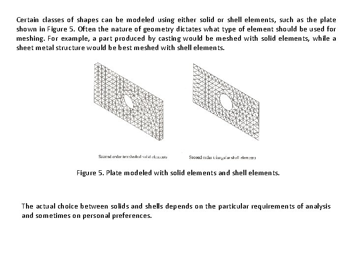 Certain classes of shapes can be modeled using either solid or shell elements, such Certain classes of shapes can be modeled using either solid or shell elements, such