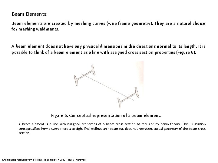 Beam Elements: Beam elements are created by meshing curves (wire frame geometry). They are Beam Elements: Beam elements are created by meshing curves (wire frame geometry). They are