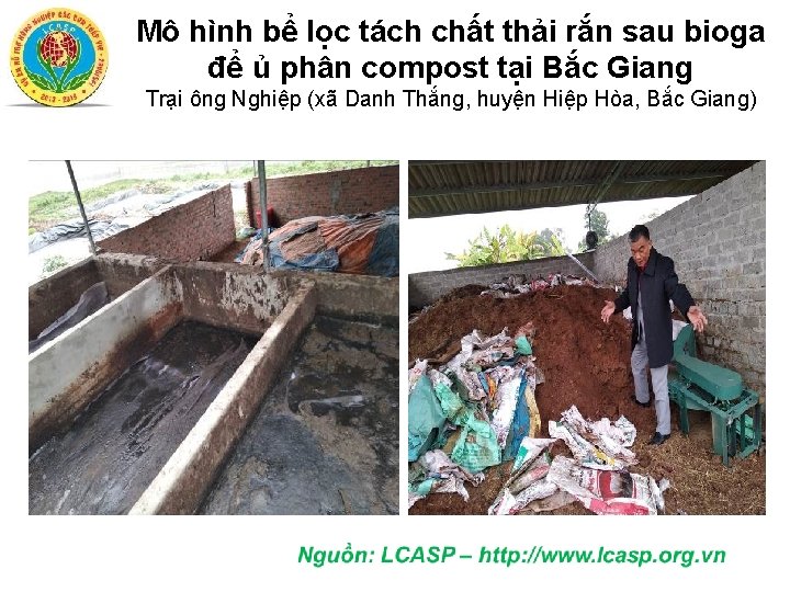 Mô hình bể lọc tách chất thải rắn sau bioga để ủ phân compost