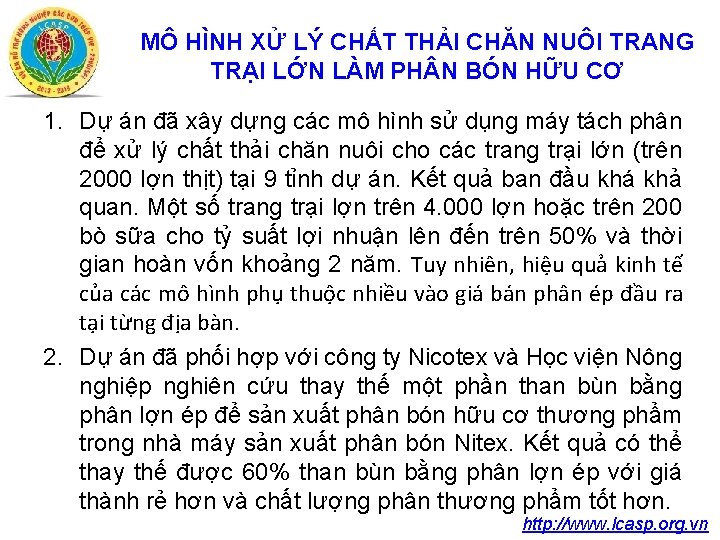 MÔ HÌNH XỬ LÝ CHẤT THẢI CHĂN NUÔI TRANG TRẠI LỚN LÀM PH N