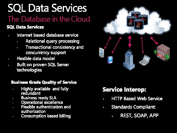 The Database in the Cloud • • • • 